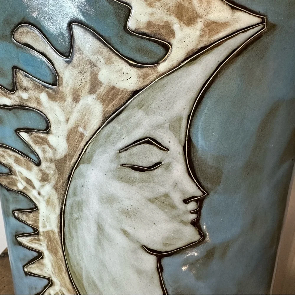 Mara Stoneware Pottery Sun Moon Face Ceramic Fantastic Sun Moon Energy